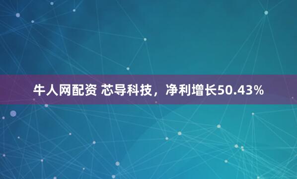 牛人网配资 芯导科技，净利增长50.43%